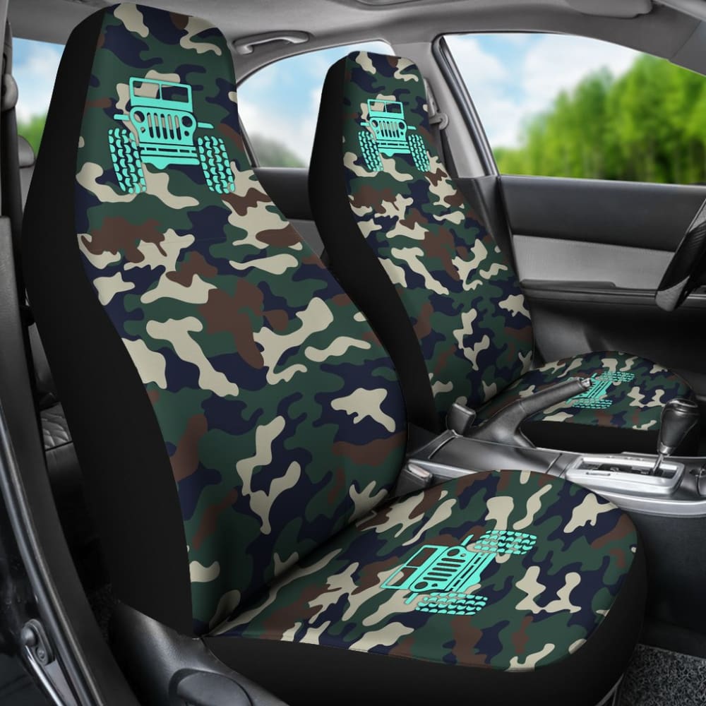Green Camouflage Color Dark Blue Jeep Car Seats Covers 211204 - YourCarButBetter