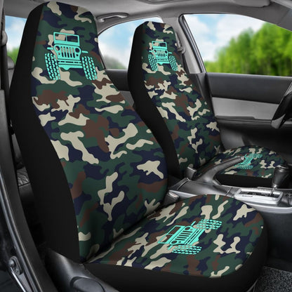 Green Camouflage Color Dark Blue Jeep Car Seats Covers 211204 - YourCarButBetter