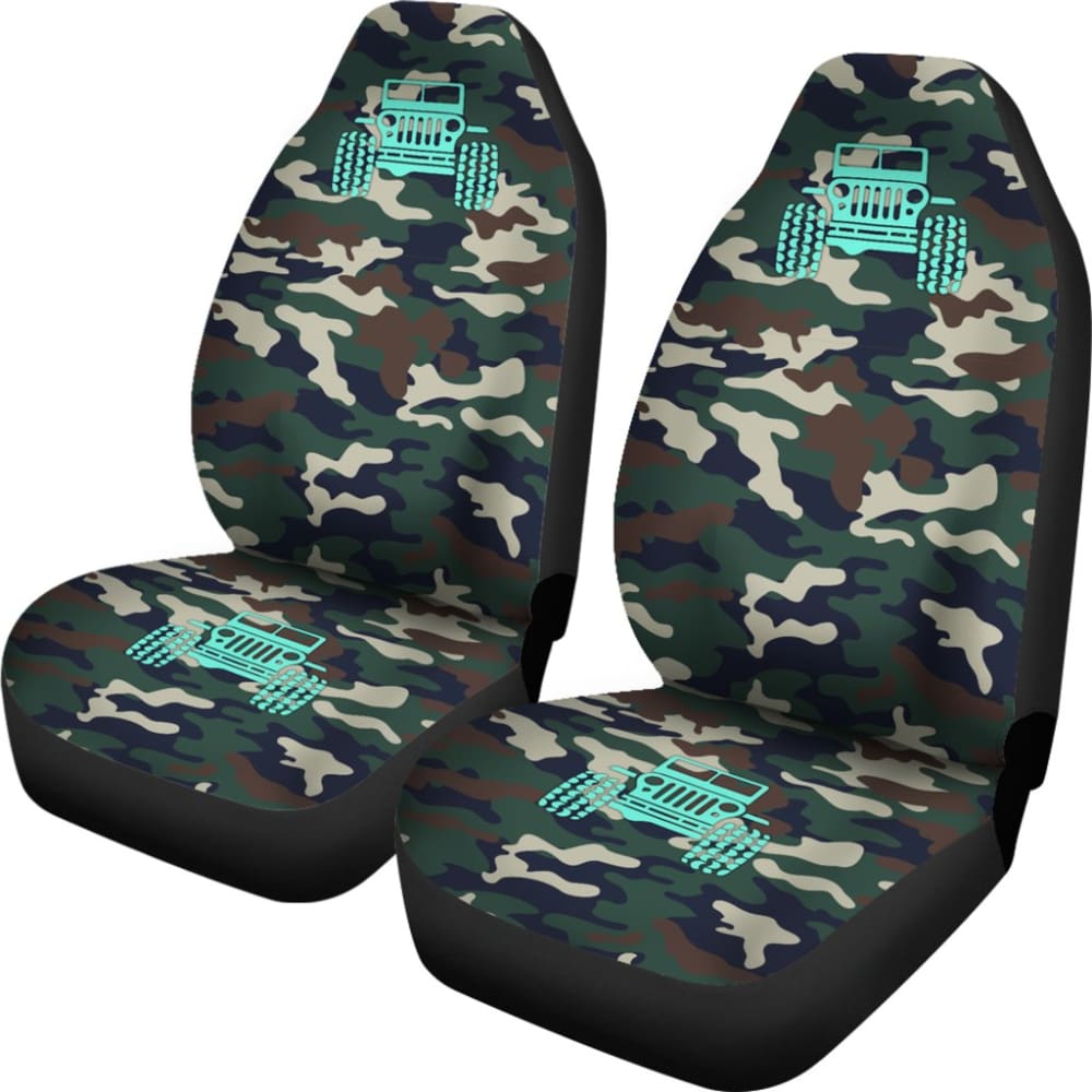 Green Camouflage Color Dark Blue Jeep Car Seats Covers 211204 - YourCarButBetter