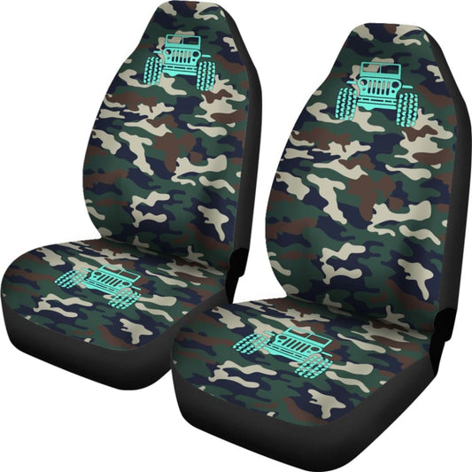 Green Camouflage Color Dark Blue Jeep Car Seats Covers 211204 - YourCarButBetter