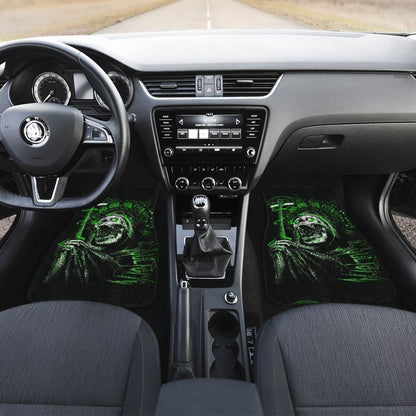 Green Flaming Skull Car Mats 103131 - YourCarButBetter