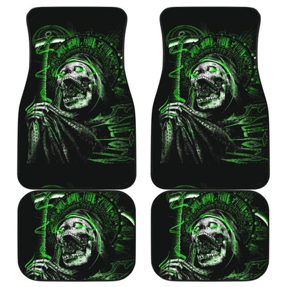 Green Flaming Skull Car Mats 103131 - YourCarButBetter