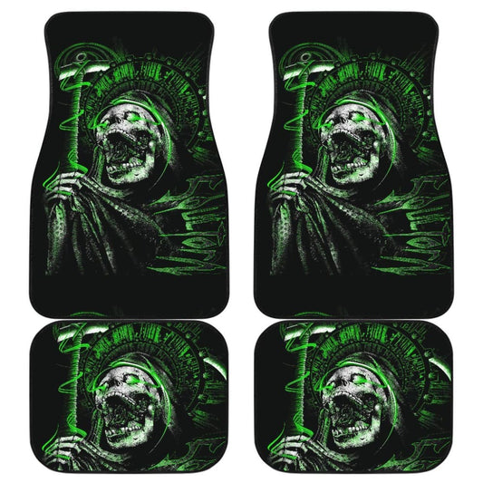 Green Flaming Skull Car Mats 103131 - YourCarButBetter