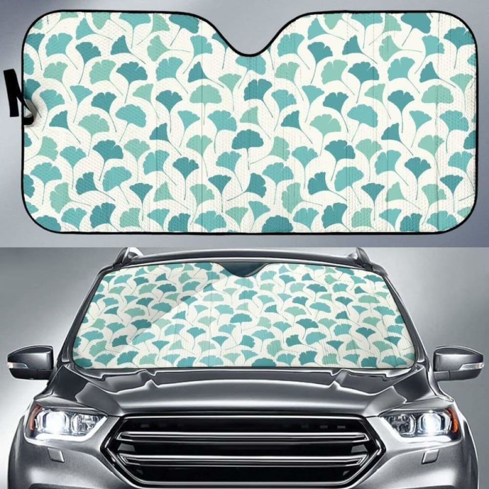 Green Ginkgo Leaves Pattern Car Auto Sun Shades 182102 - YourCarButBetter