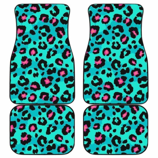 Green Leopard Skin Print Pattern Front And Back Car Mats 092813 - YourCarButBetter