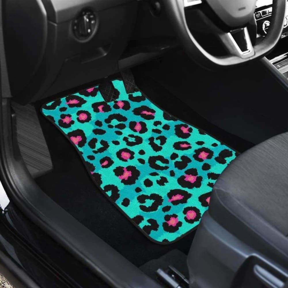 Green Leopard Skin Print Pattern Front And Back Car Mats 092813 - YourCarButBetter