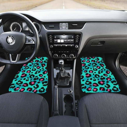 Green Leopard Skin Print Pattern Front And Back Car Mats 092813 - YourCarButBetter