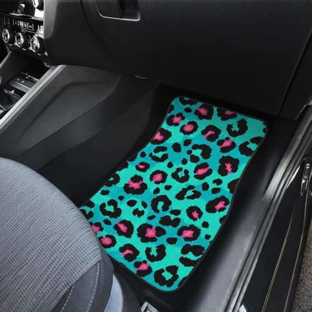 Green Leopard Skin Print Pattern Front And Back Car Mats 092813 - YourCarButBetter