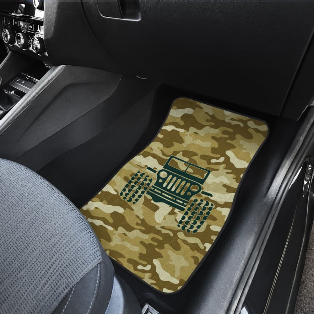 Green Ocher Camouflage Color Bronze Jeep Car Floor Mats 211204 - YourCarButBetter