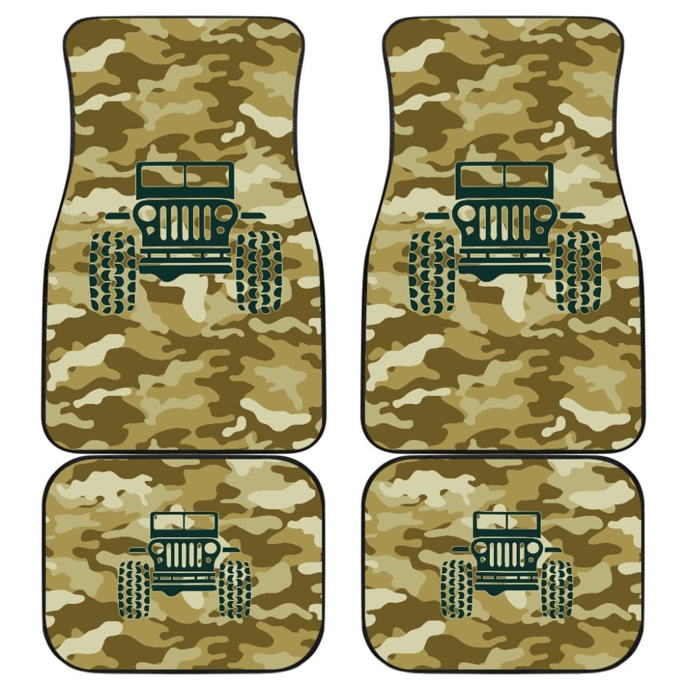 Green Ocher Camouflage Color Bronze Jeep Car Floor Mats 211204 - YourCarButBetter