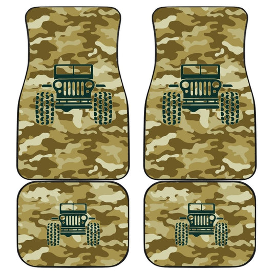 Green Ocher Camouflage Color Bronze Jeep Car Floor Mats 211204 - YourCarButBetter