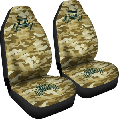 Green Ocher Camouflage Color Bronze Jeep Car Seats Covers 211204 - YourCarButBetter