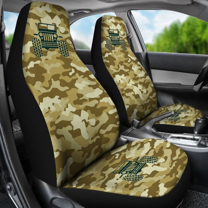Green Ocher Camouflage Color Bronze Jeep Car Seats Covers 211204 - YourCarButBetter