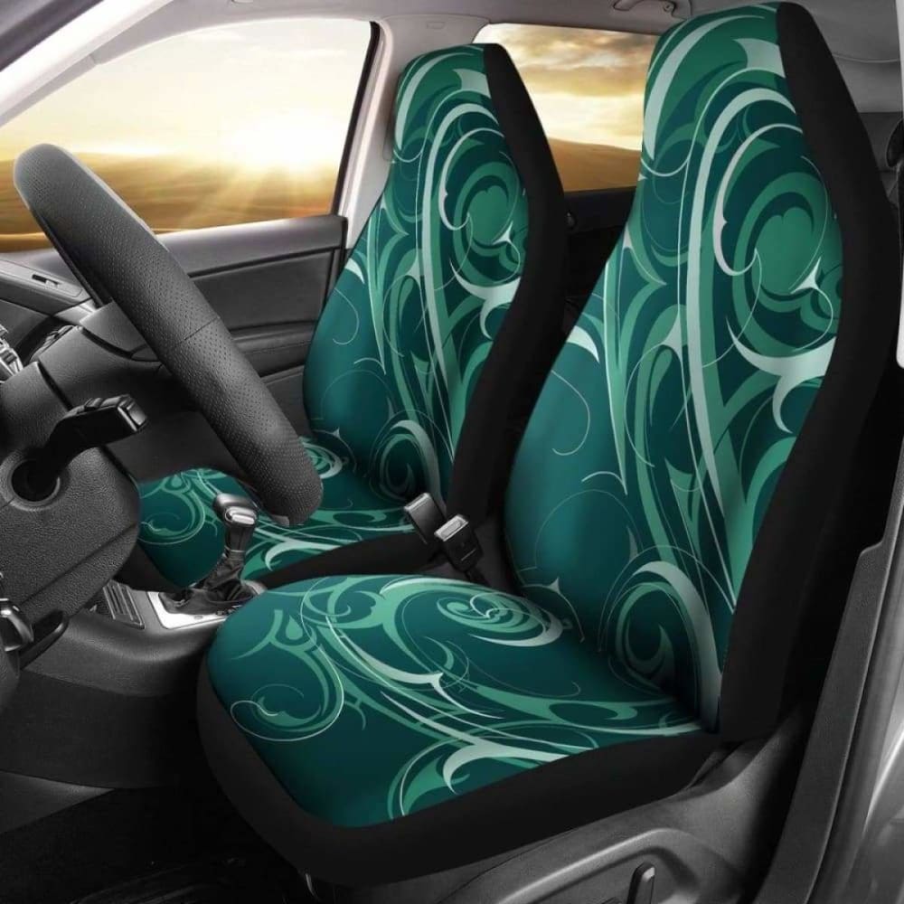 Green Tribal Swirls Car Seat Covers 102802 - YourCarButBetter