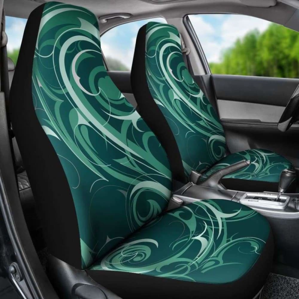 Green Tribal Swirls Car Seat Covers 102802 - YourCarButBetter
