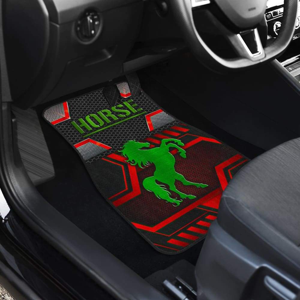 Green Walking Horse Emblem Car Floor Mats 210503