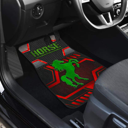 Green Walking Horse Emblem Car Floor Mats 210503