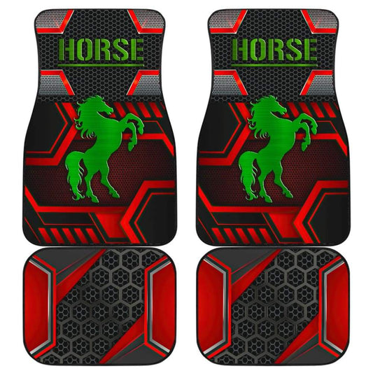 Green Walking Horse Emblem Car Floor Mats 210503