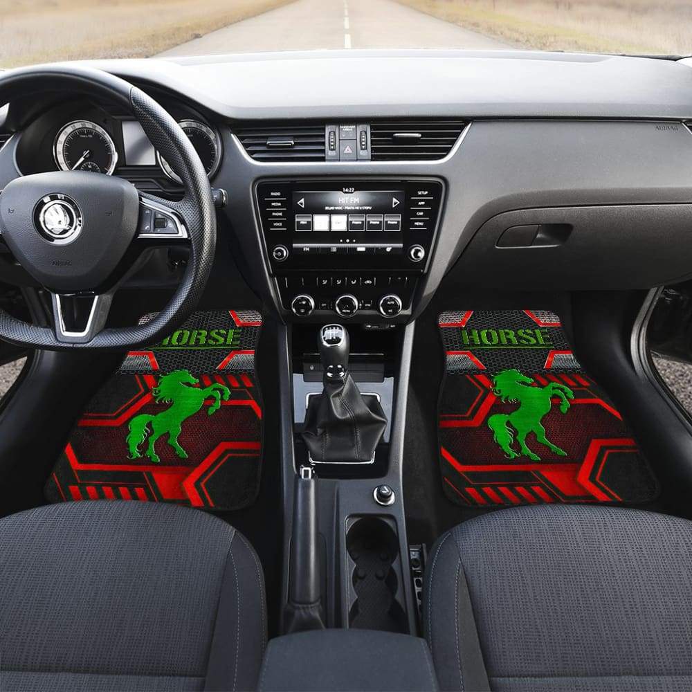 Green Walking Horse Emblem Car Floor Mats 210503