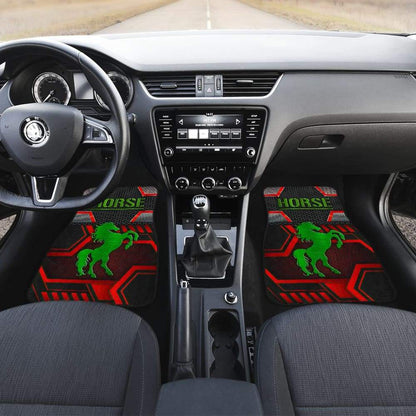 Green Walking Horse Emblem Car Floor Mats 210503