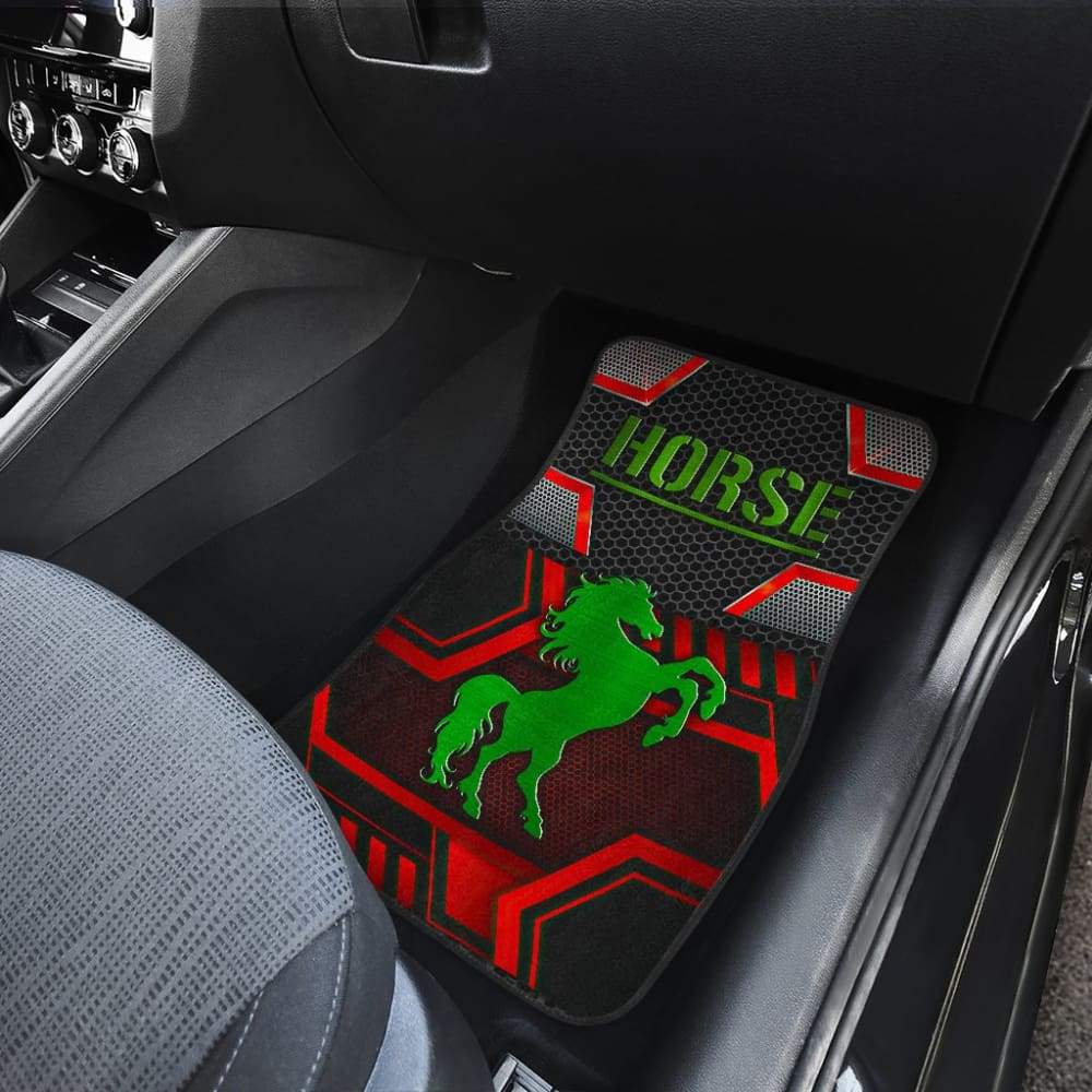 Green Walking Horse Emblem Car Floor Mats 210503