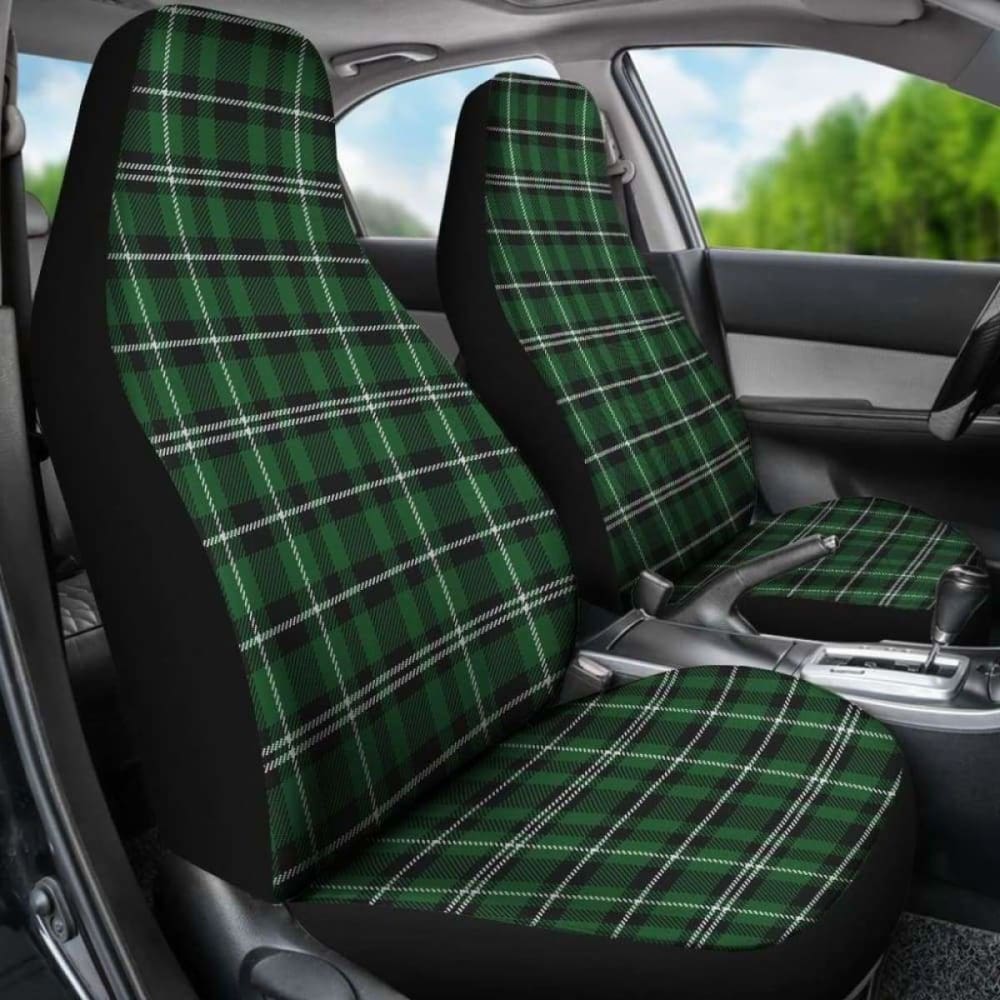 Green White And Black Plaid Car Seat Covers 161012