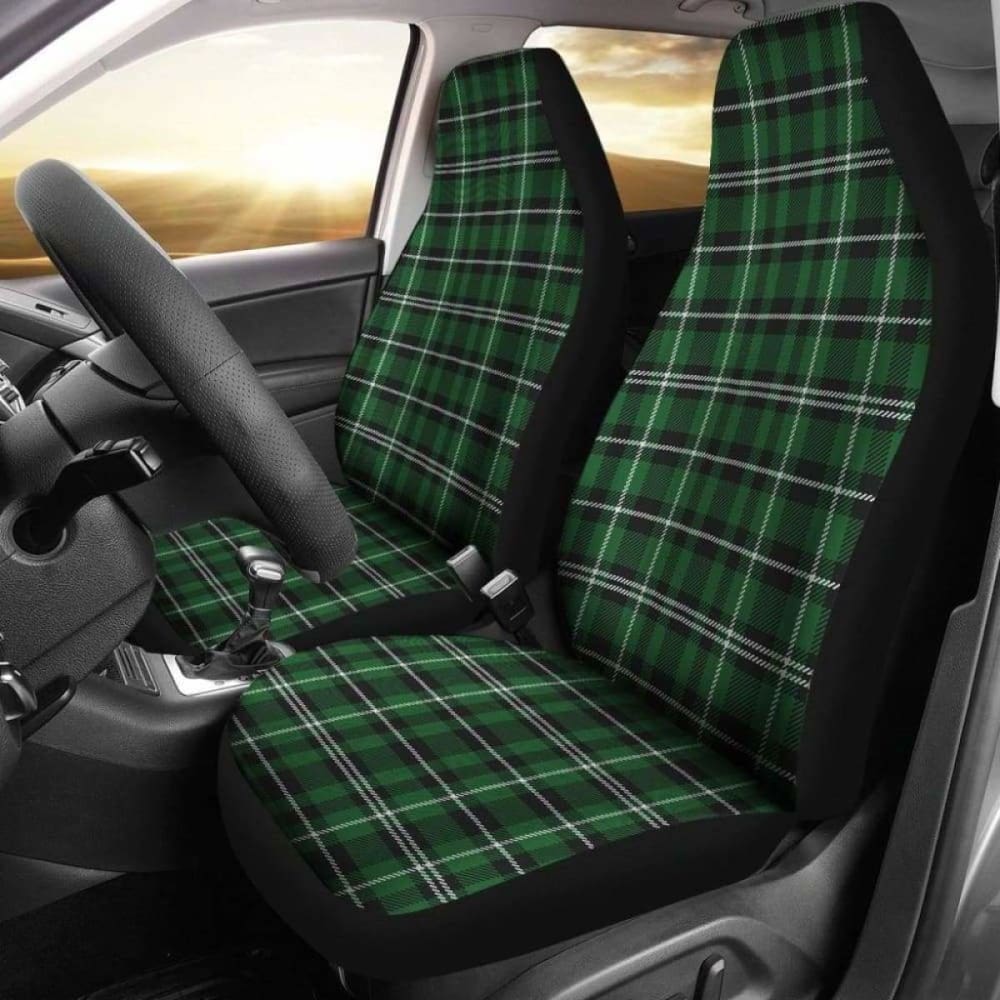 Green White And Black Plaid Car Seat Covers 161012