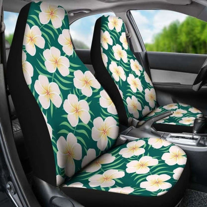 Green With Plumeria Frangipani Hawaiian Flower Pattern Car Seat Covers 105905 - YourCarButBetter