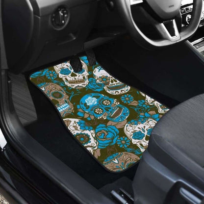 Gretta Skully Car Mats - Sugar Skull - Light Blue 101207
