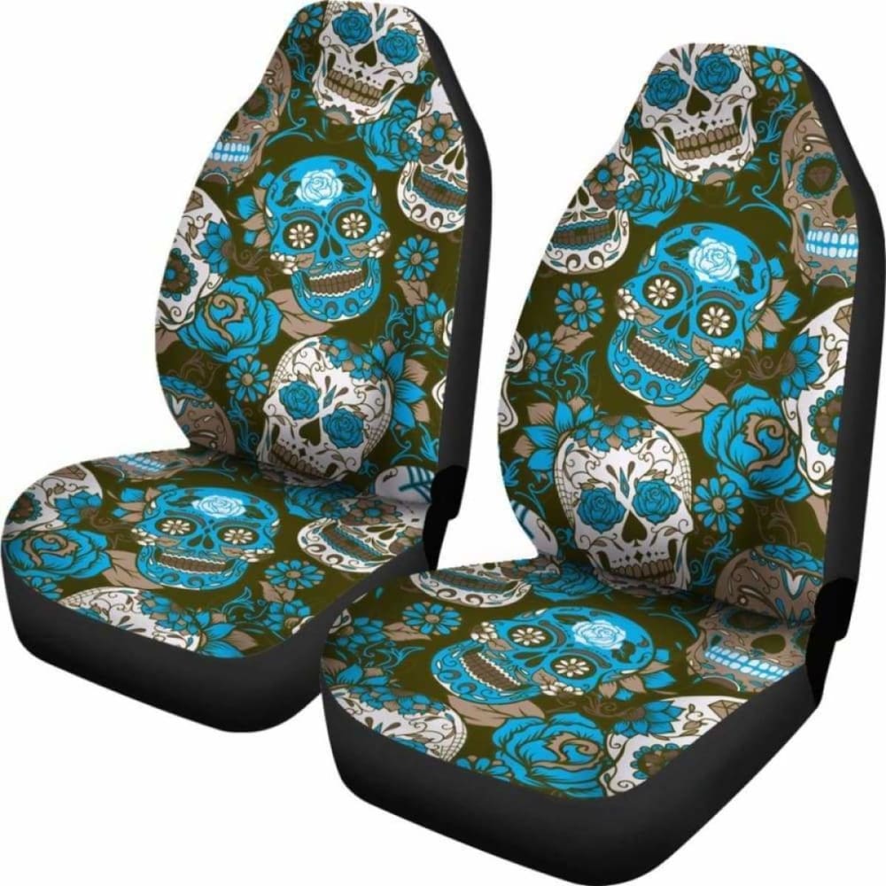 Gretta Skully Car Seat Covers - Sugar Skull - Light Blue 101207
