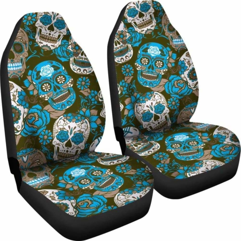 Gretta Skully Car Seat Covers - Sugar Skull - Light Blue 101207