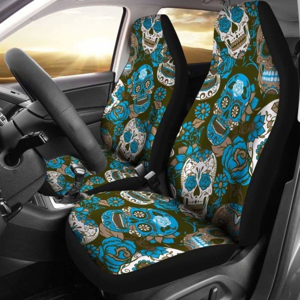 Gretta Skully Car Seat Covers - Sugar Skull - Light Blue 101207