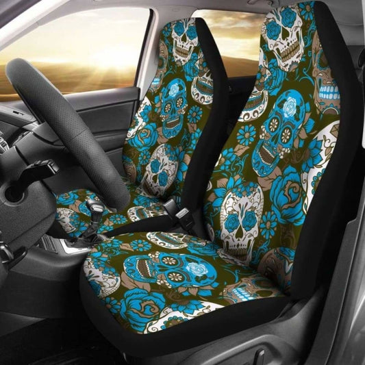 Gretta Skully Car Seat Covers - Sugar Skull - Light Blue 101207