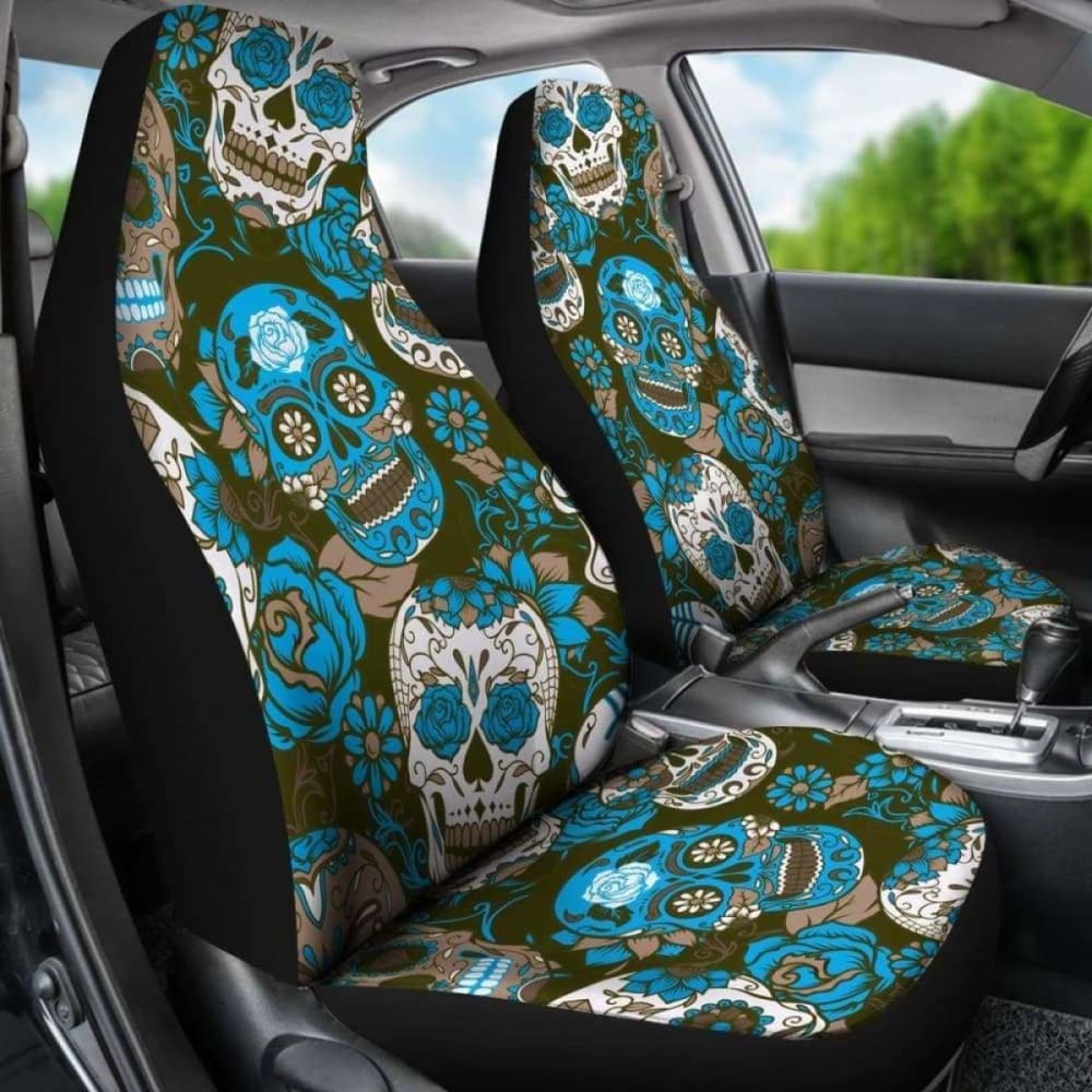 Gretta Skully Car Seat Covers - Sugar Skull - Light Blue 101207