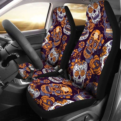 Gretta Skully Car Seat Covers - Sugar Skull - Orange 101207