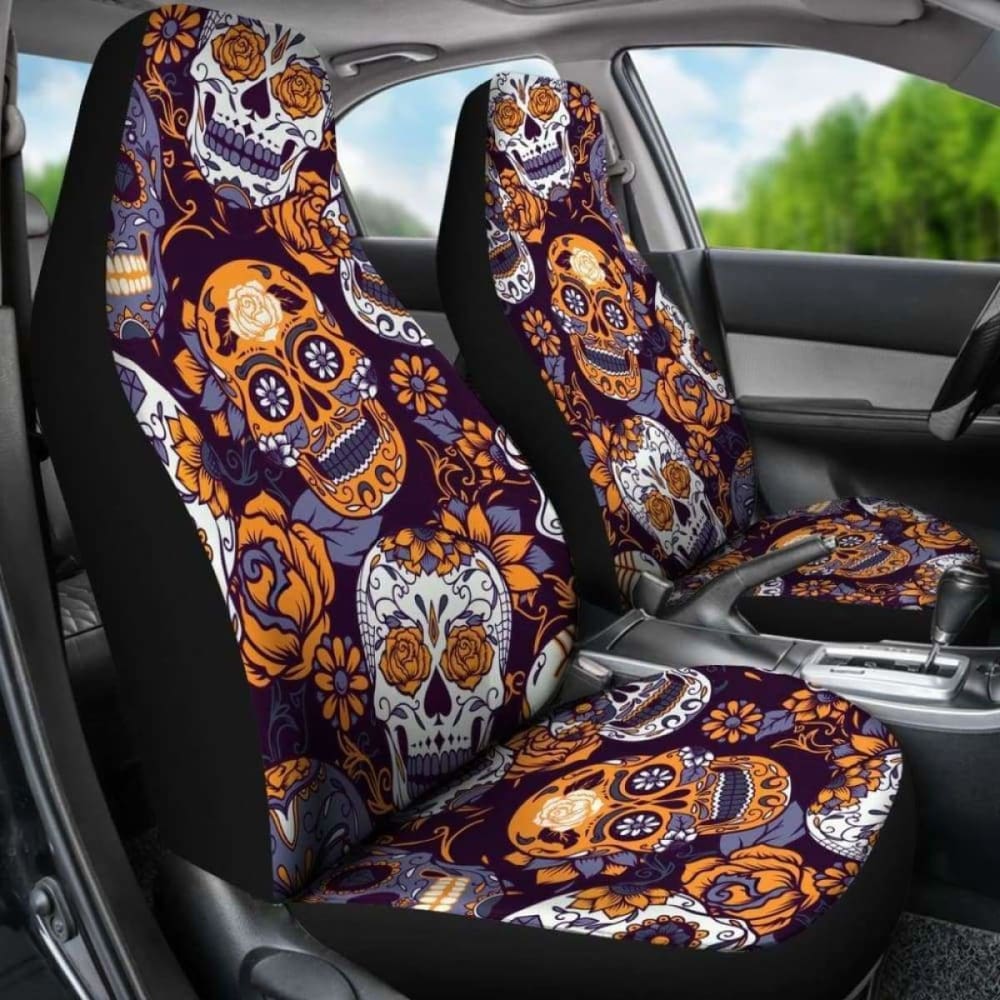 Gretta Skully Car Seat Covers - Sugar Skull - Orange 101207