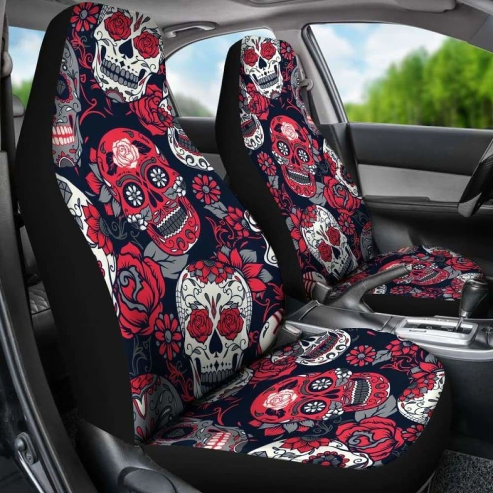 Gretta Skully Car Seat Covers - Sugar Skull - Red 101207