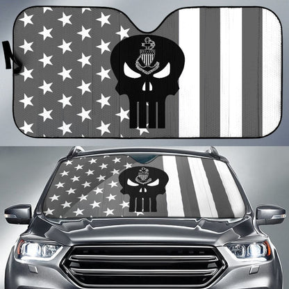 Grey And White Star Stripes American Flag US Coast Guard Car Auto Sun Shades 210701 - YourCarButBetter