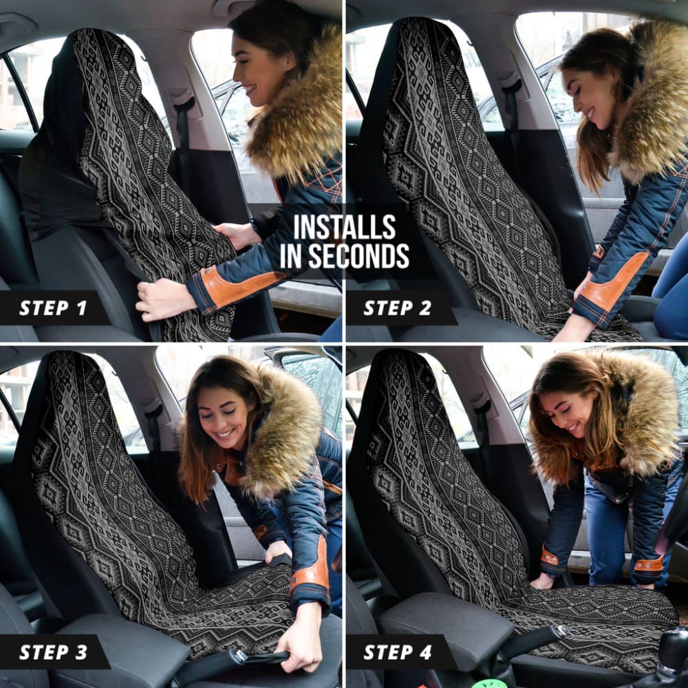 Grey Boho Aztec Car Seat Covers Decor In Car 210501 - YourCarButBetter