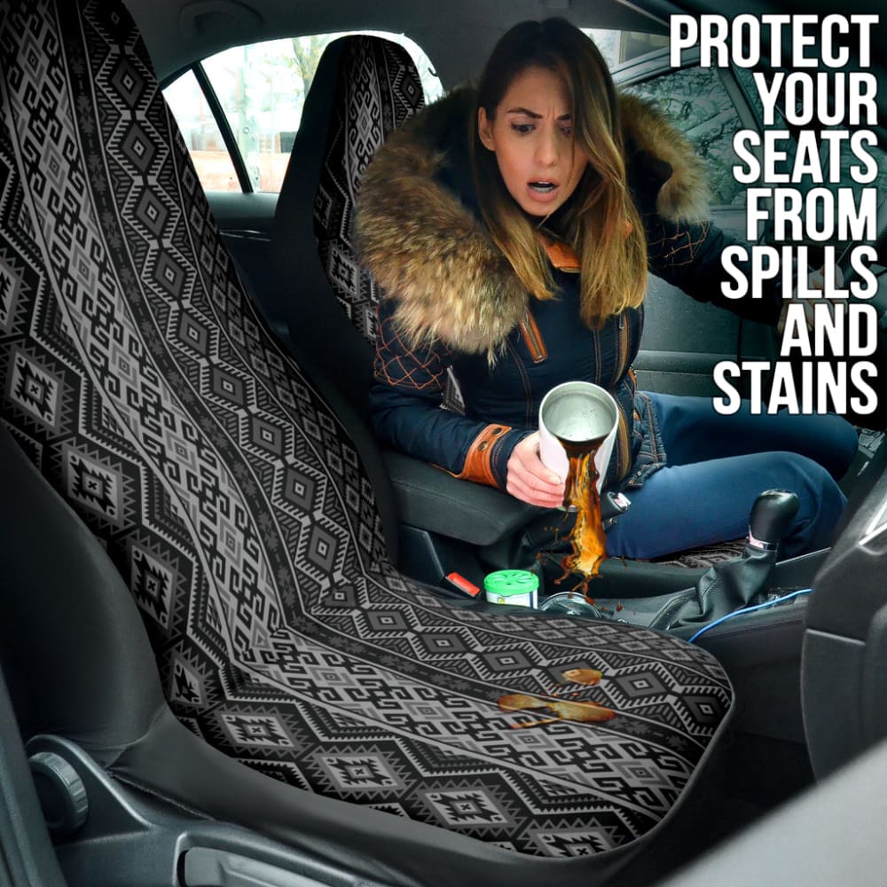 Grey Boho Aztec Car Seat Covers Decor In Car 210501 - YourCarButBetter