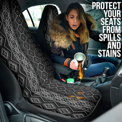 Grey Boho Aztec Car Seat Covers Decor In Car 210501 - YourCarButBetter