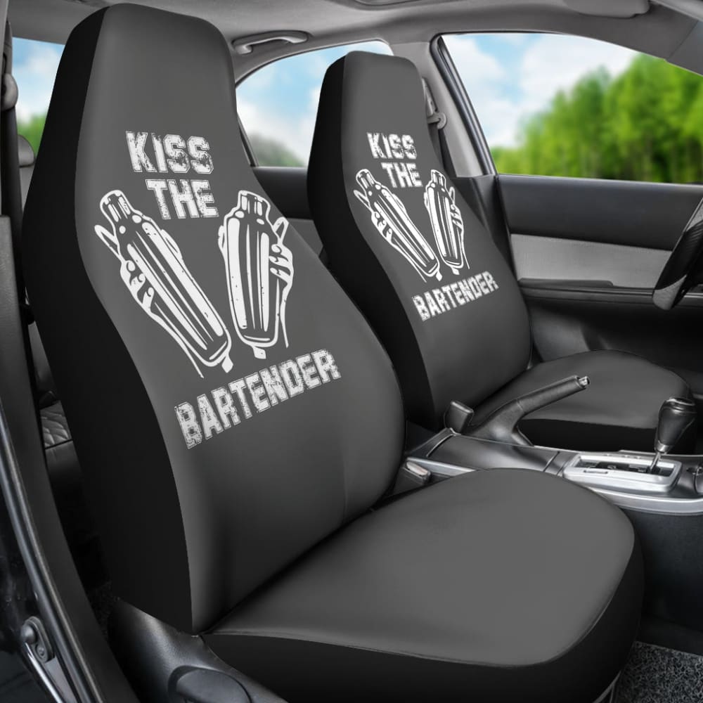 Grey Kiss The Bartender Custom Grunge Style Car Seat Covers 211601 - YourCarButBetter