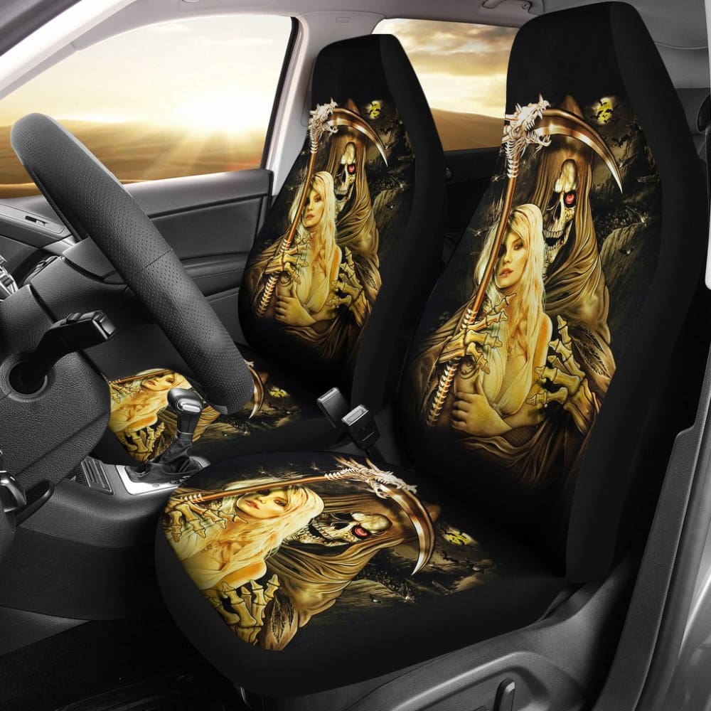 Grim Reaper And Girl Car Accessories Car Seat Covers 210603 - YourCarButBetter