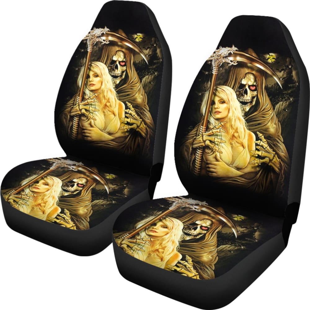 Grim Reaper And Girl Car Accessories Car Seat Covers 210603 - YourCarButBetter