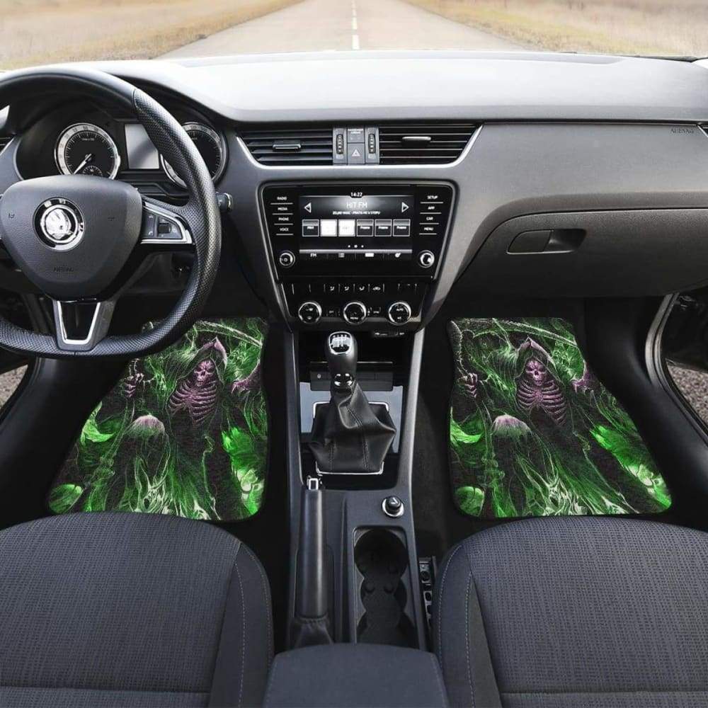 Grim Reaper Green Car Floor Mats Amazing Gift Ideas 213101 - YourCarButBetter