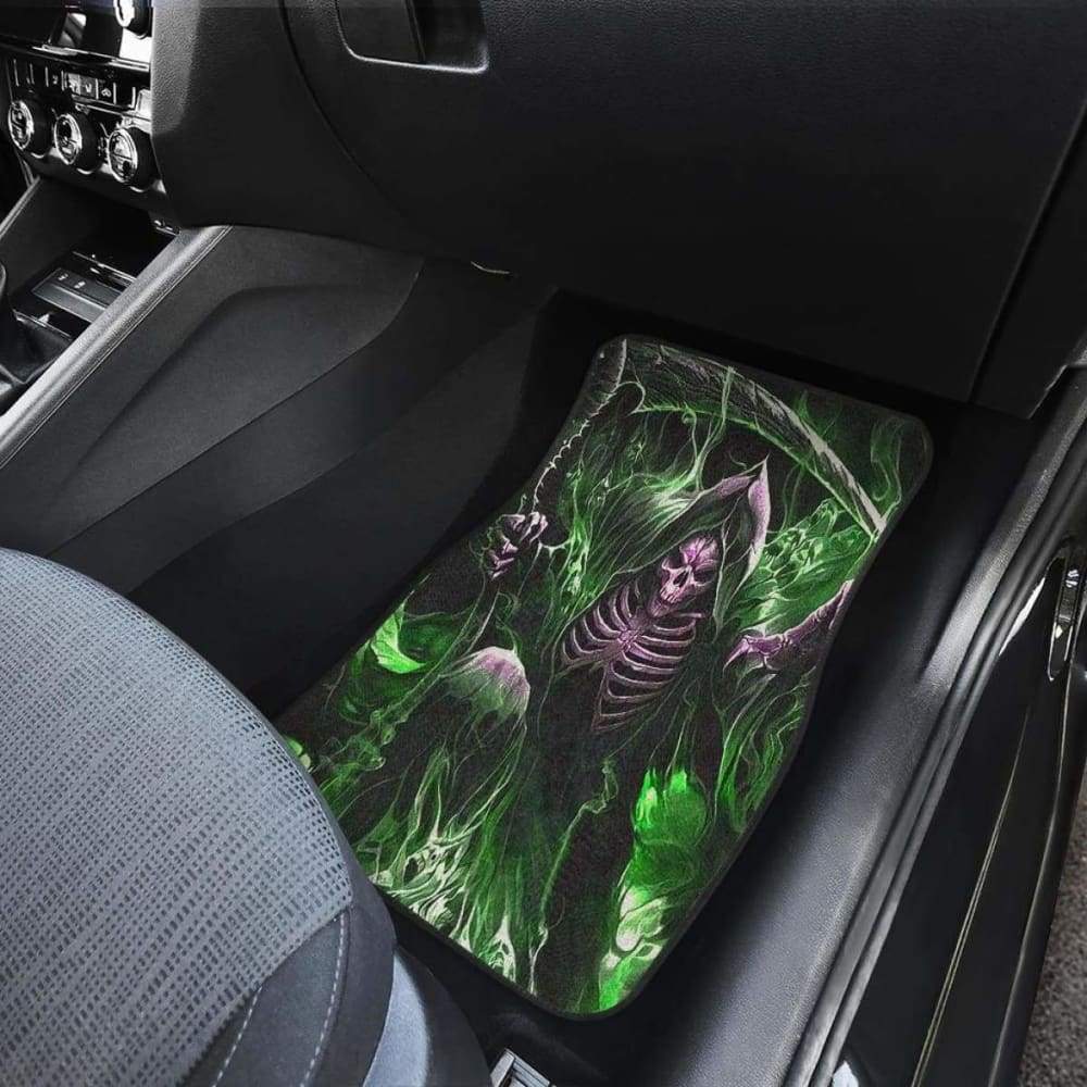 Grim Reaper Green Car Floor Mats Amazing Gift Ideas 213101 - YourCarButBetter