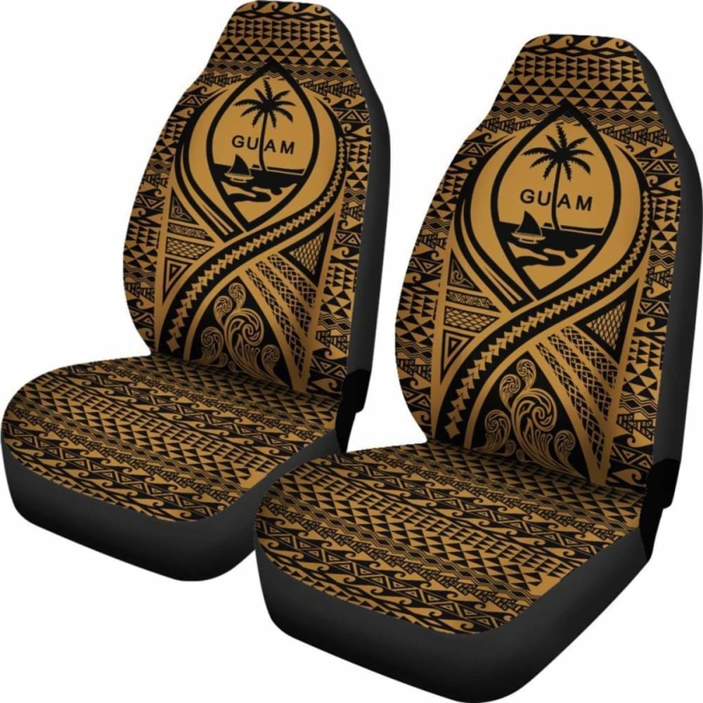 Guam Car Seat Cover - Guam Coat Of Arms Gold - 105905 - YourCarButBetter