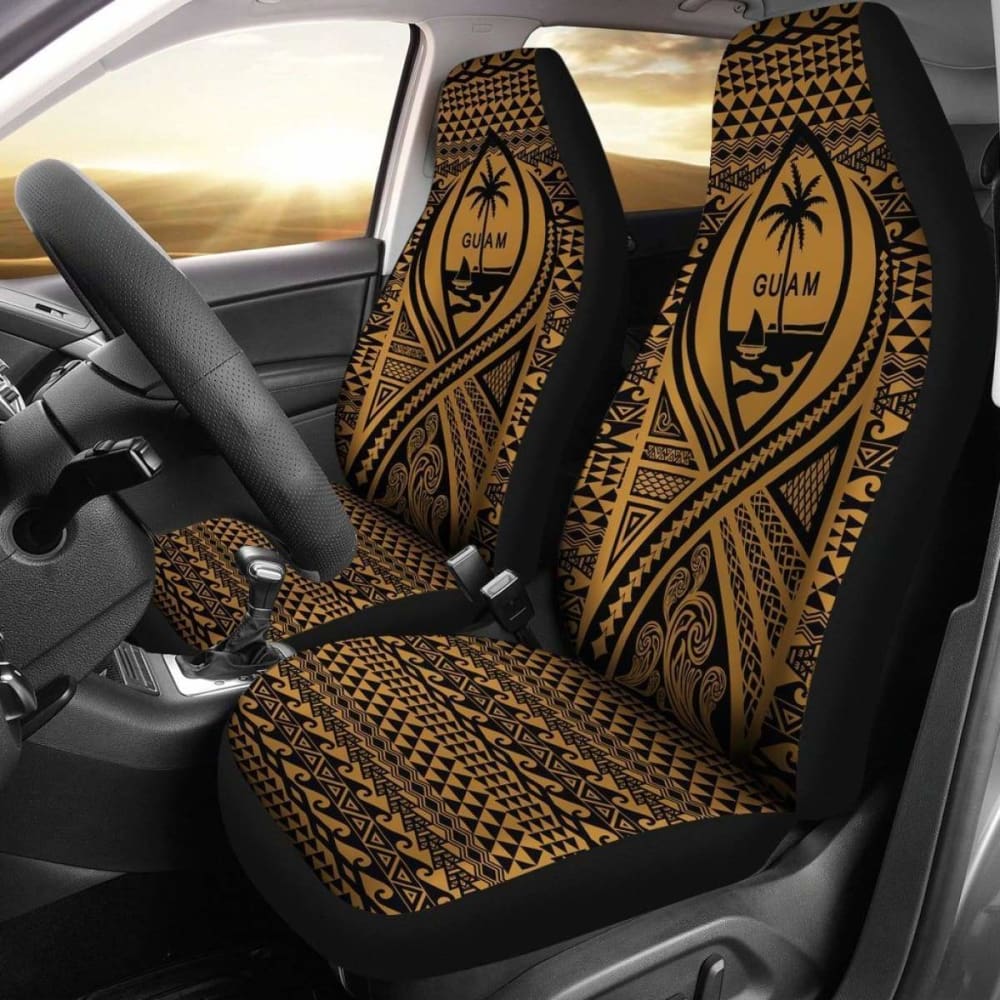 Guam Car Seat Cover - Guam Coat Of Arms Gold - 105905 - YourCarButBetter