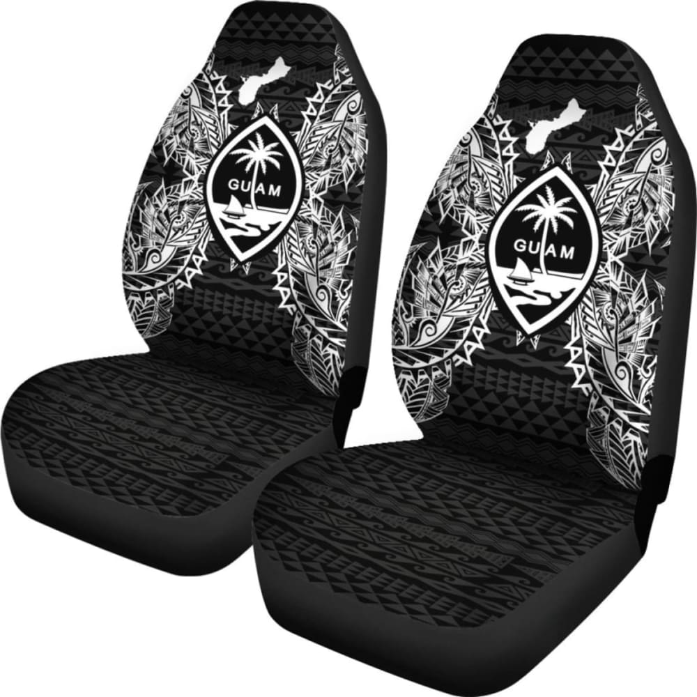 Guam Car Seat Cover - Guam Coat Of Arms Map Black - 105905 - YourCarButBetter