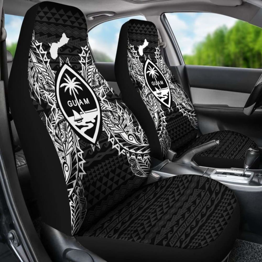Guam Car Seat Cover - Guam Coat Of Arms Map Black - 105905 - YourCarButBetter